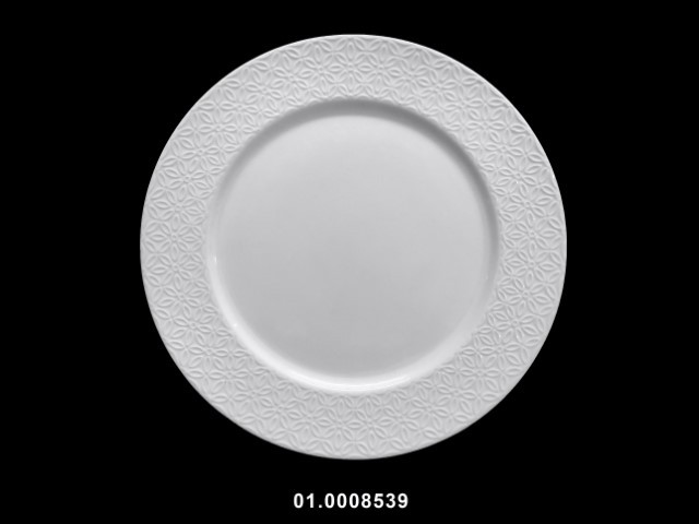 Plato 10,5" llano color blanco/flores 27 cm · porcelana
