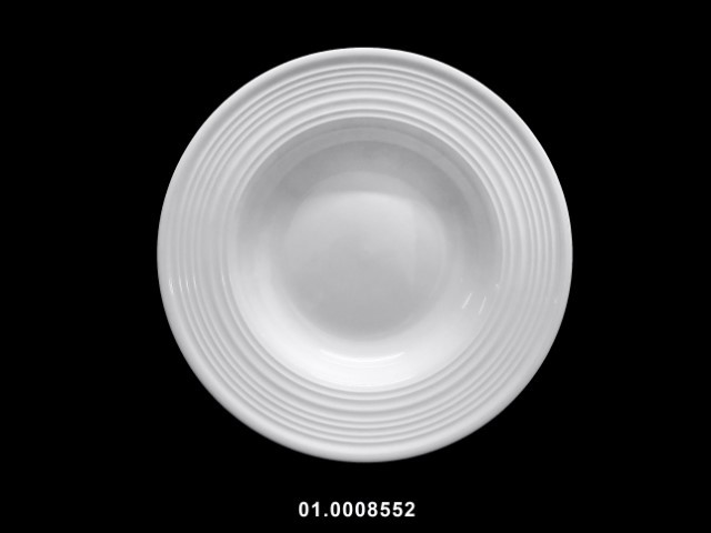Plato 8,75" sopa color blanco/rayas 22 cm · porcelana