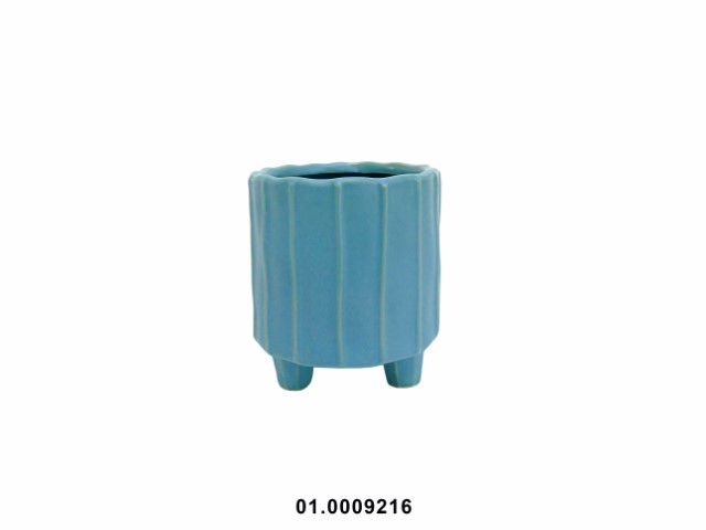 Maceta redonda color azul mate 11 × 11 × 12 cm · cerámica