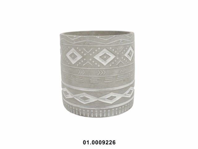 Maceta redonda color blanco/gris 14 × 14 × 14 cm · cerámica