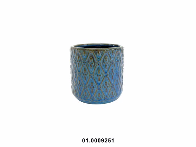 Maceta redonda color azul oscuro 11 × 11 × 11 cm · cerámica