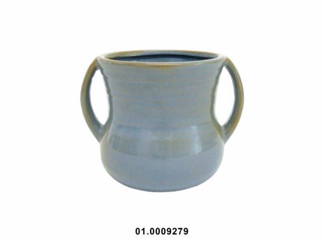 Maceta con asas color gris 17 × 13 × 13 cm · cerámica