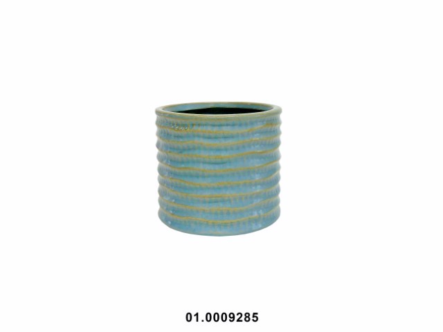Maceta redonda color azul claro 11 × 11 × 10 cm · cerámica
