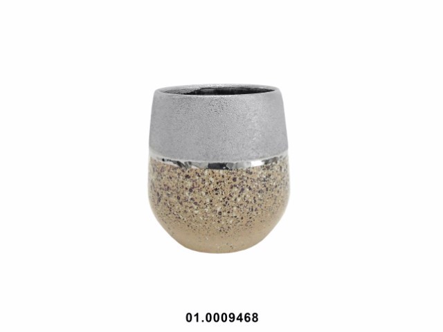 Maceta color plata/camel 14 cm · cerámica