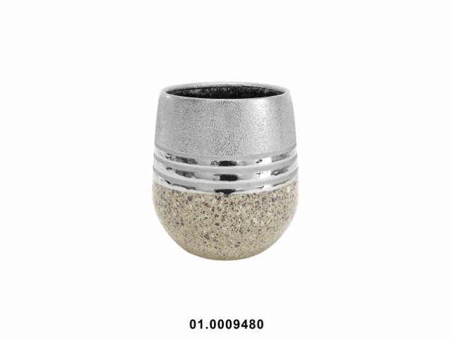 Maceta color plata/camel 14 cm · cerámica