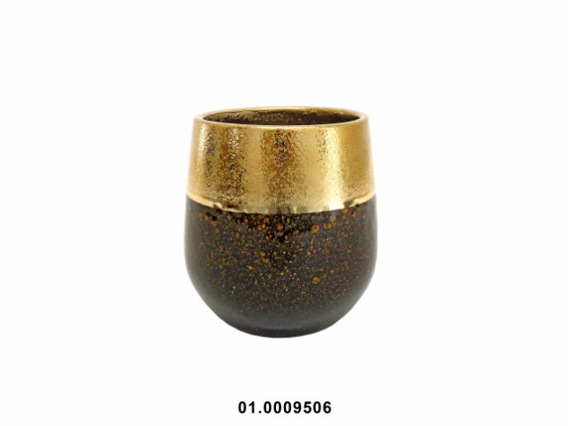 Maceta color dorado/negro 14 cm · cerámica