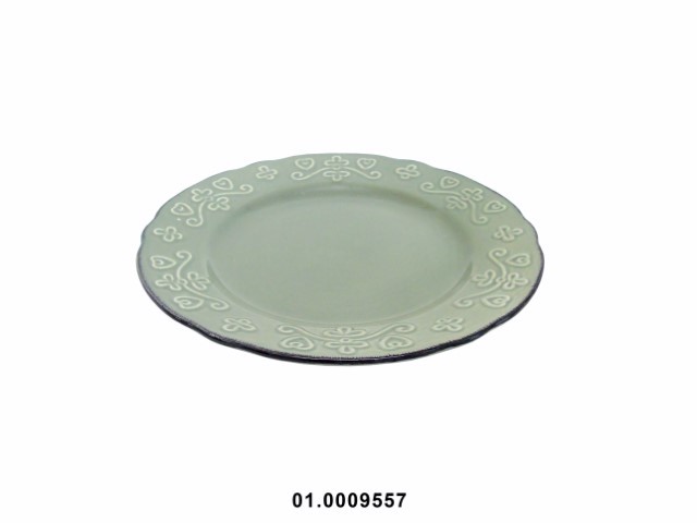 Plato de postre color verde 22 cm · gres