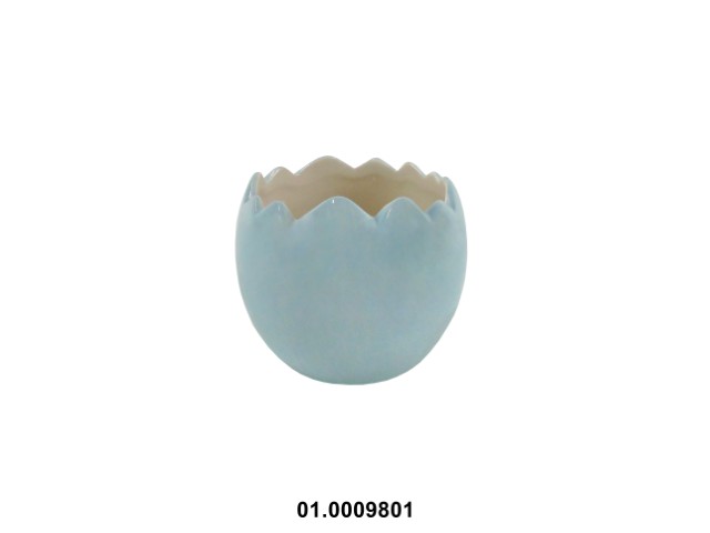 Maceta en forma de huevo color azul 7 × 9 × 8 cm de pascua · cerámica