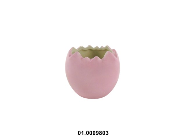 Maceta en forma de huevo color rosa 7 × 9 × 8 cm de pascua · cerámica
