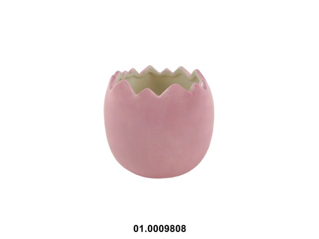 Maceta en forma de huevo color rosa 8 × 11 × 11 cm de pascua · cerámica