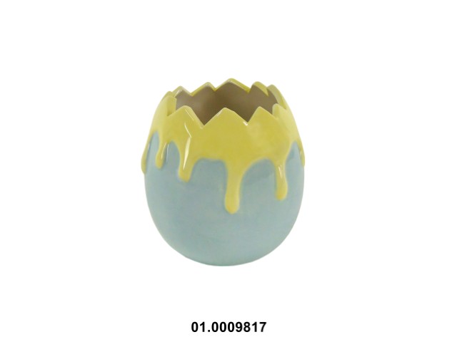 Maceta en forma de huevo multicolor 7 × 12 × 12 cm de pascua · cerámica