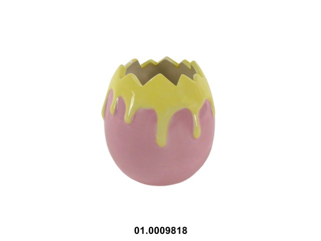 Maceta en forma de huevo multicolor 7 × 12 × 12 cm de pascua · cerámica