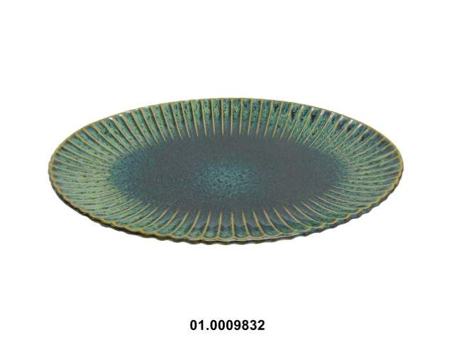 Fuente oval color verde 20 × 28 cm · gres