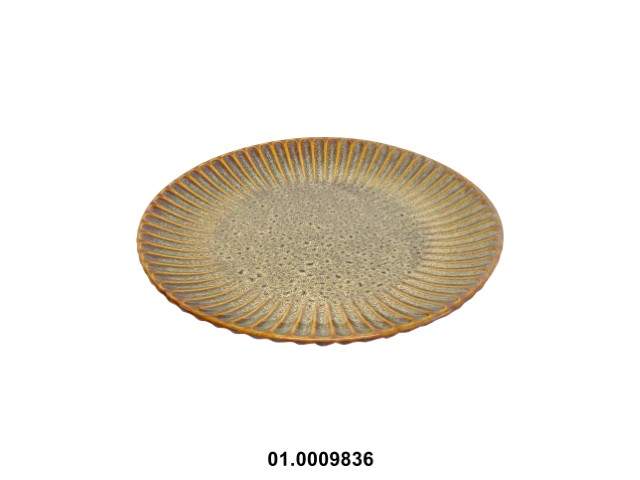 Plato llano color marrón 22 cm · gres