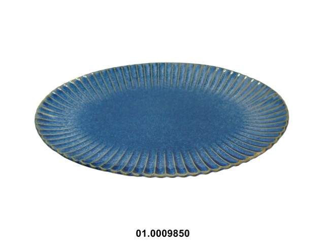 Fuente oval color azul 20 × 28 cm · gres