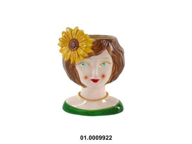 Maceta busto multicolor 12 × 11 × 18 cm · cerámica