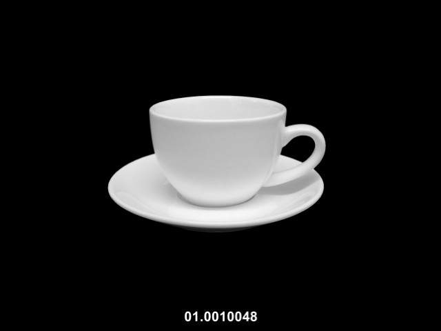 Taza 240 ml con plato color blanco 12 × 7 cm · porcelana