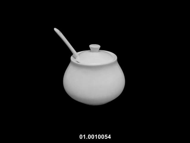 Azucarero con cuchara color blanco 9 × 8 cm · porcelana
