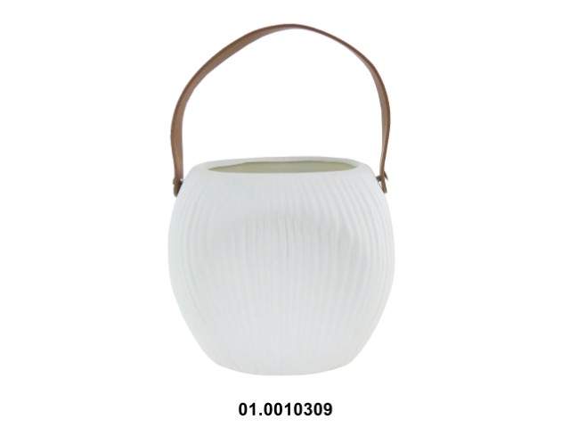 Maceta bolsa color blanco 18 × 11 × 17 cm · cerámica