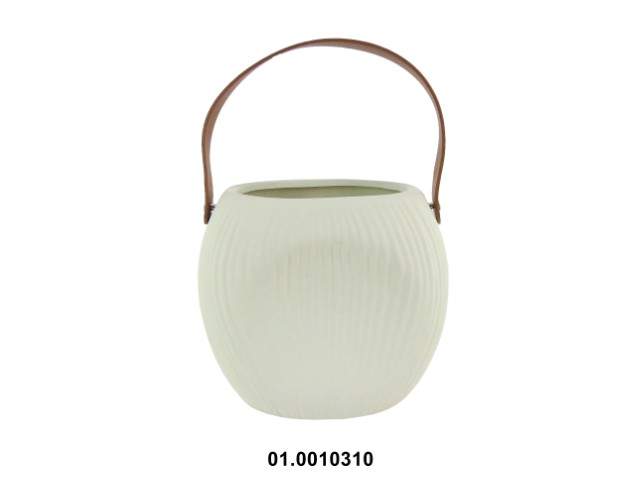 Maceta bolsa color crema 18 × 11 × 17 cm · cerámica