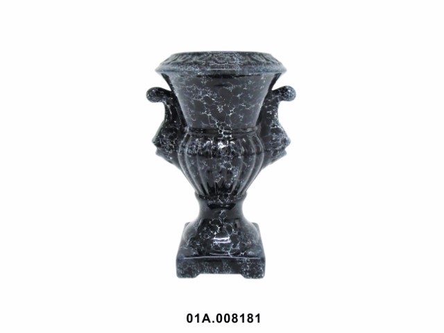Jarrón romano pequeño mármol negro 27 cm · cerámica