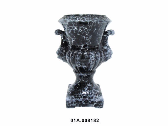 Jarrón romano mediano mármol negro 34 cm · cerámica