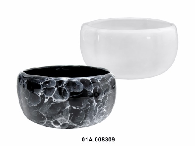 Jardinera redonda blanca o mármol negro 16 cm · cerámica