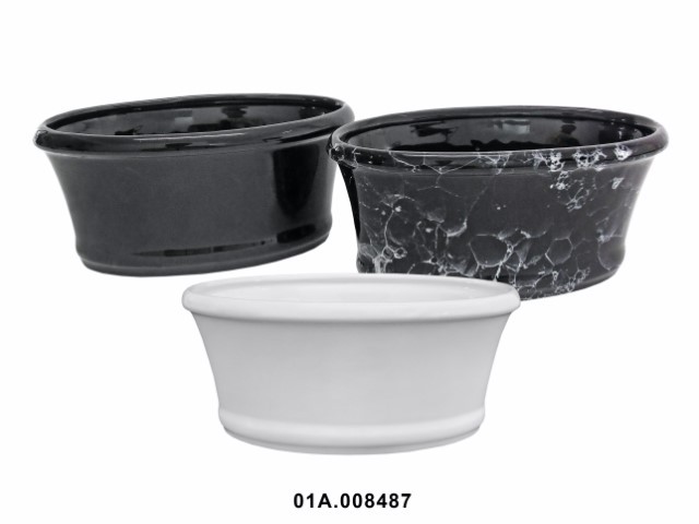 Jardinera ovalada en acabados neutros 23 cm · cerámica