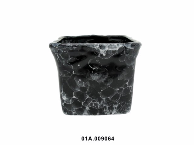 Jardinera cuadrada mármol negro 14 cm · cerámica