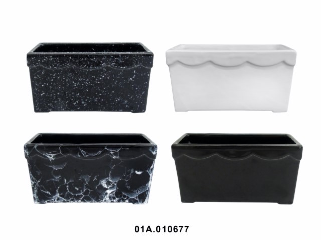 Jardinera rectangular mini en acabados neutros 7 × 16 × 8 cm · cerámica