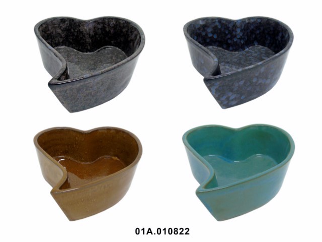 Jardinera corazón color reactivo 27 × 22 × 8 cm · cerámica