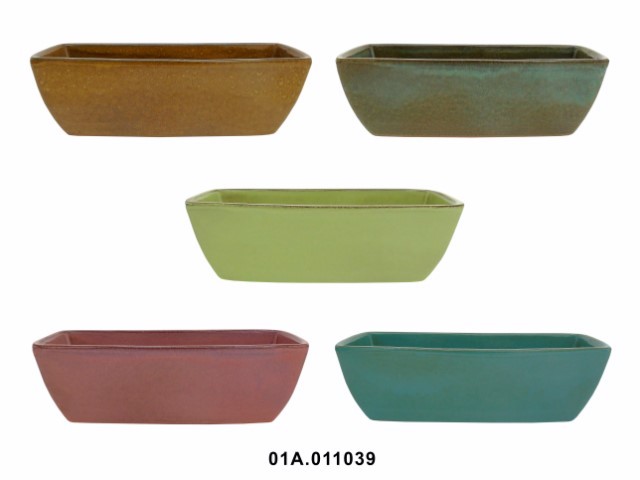 Jardinera estrecha color reactivo 30 × 12 × 9 cm · cerámica