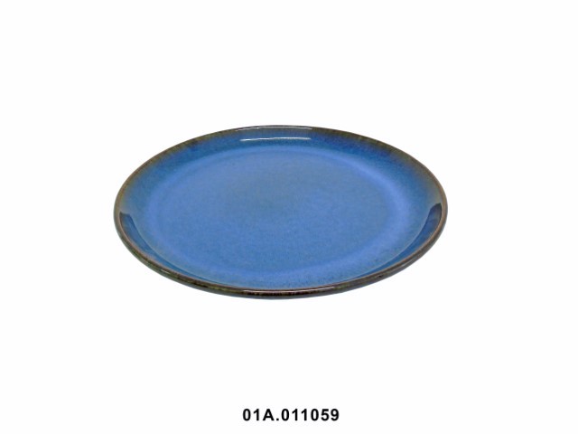Plato de postre color azul reactivo 22 cm · gres
