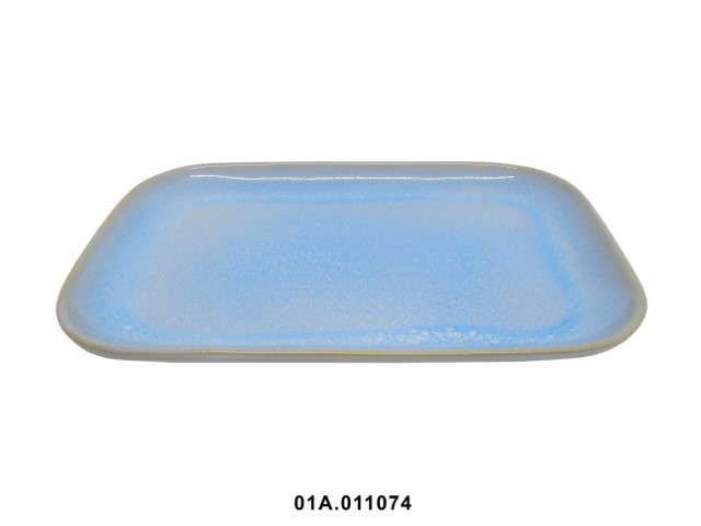 Fuente rectangular color azul bicolor 34 × 23 cm · gres