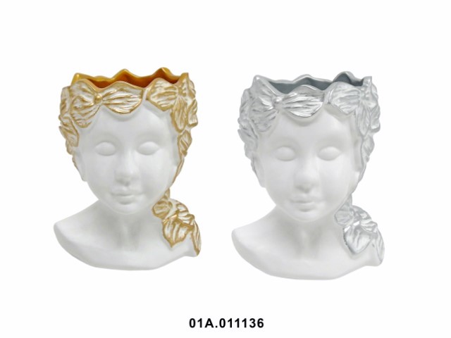 Maceta cabeza "MARIAS" pequeña 18 × 15 × 20 cm · cerámica