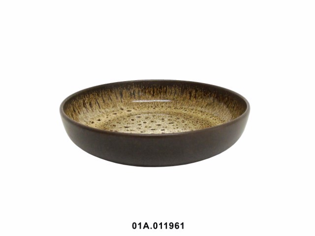 Plato hondo color marrón 18 cm · gres