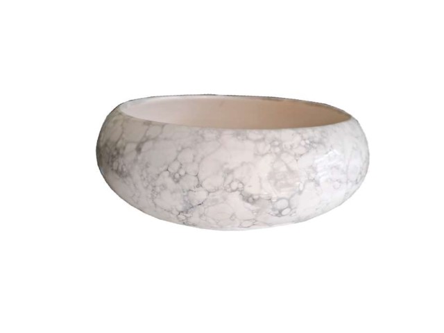 Jardinera redonda mármol blanco 6 × 20 cm · cerámica