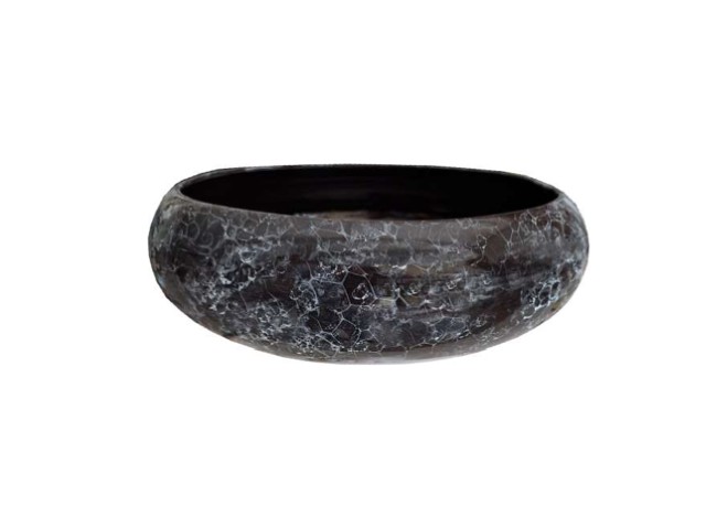 Jardinera redonda mármol negro 6 × 20 cm · cerámica