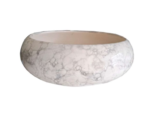 Jardinera redonda mármol blanco 7 × 26 cm · cerámica