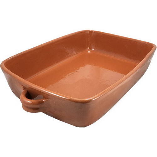 Besuguera rectangular n.º 5 – 48 × 32 × 9 cm · barro