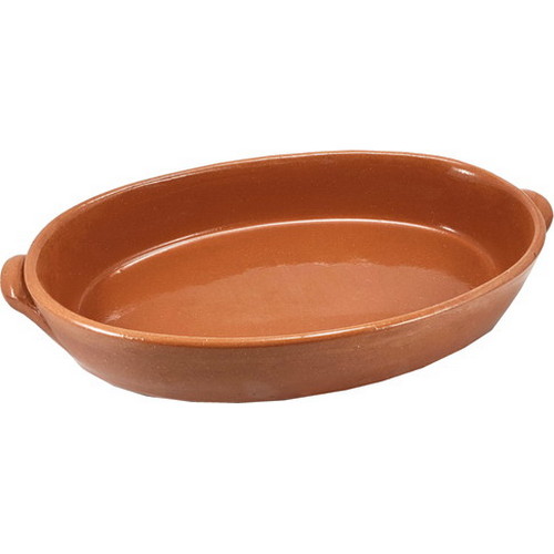 Besuguera oval n.º 6 – 46 × 27,5 × 9 cm · barro