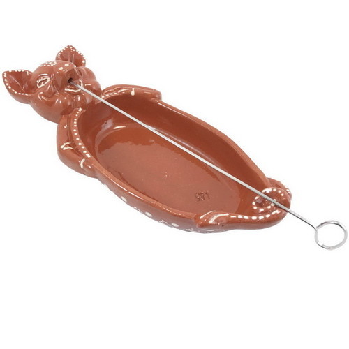 Cerdo asador chorizos n.º 3113 – 31 × 13 cm · barro