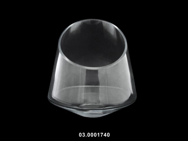 Jarrón corte diagonal transparente 23 × 26 cm · vidrio
