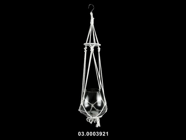 Jarrón colgante transparente con cuerdas 17 × 75 cm · vidrio