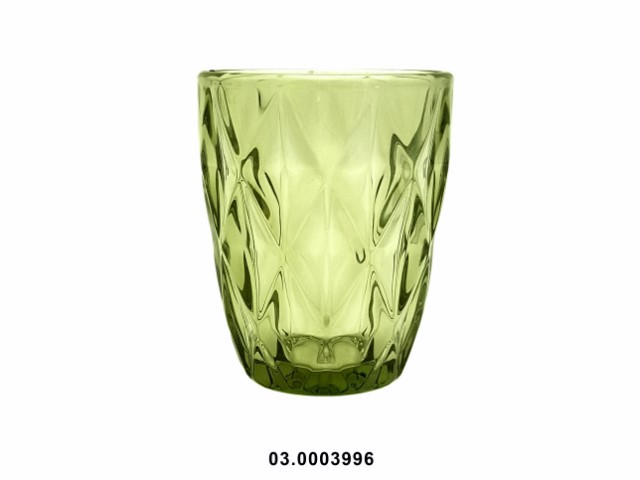 Vaso de agua 250 ml "RHOMBUS" color verde 8 × 10 cm · vidrio