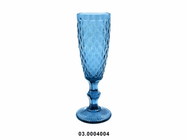 Copa de champán 150 ml "DIAMOND" color azul 7 × 20 cm · vidrio