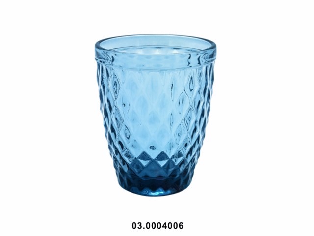 Vaso de agua 250 ml "DIAMOND" color azul 8 × 10 cm · vidrio