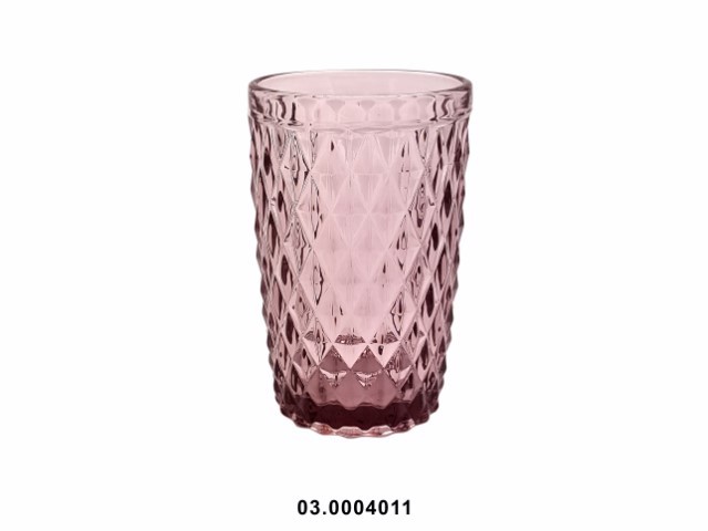 Vaso de agua 350 ml "DIAMOND" color púrpura 8 × 12 cm · vidrio