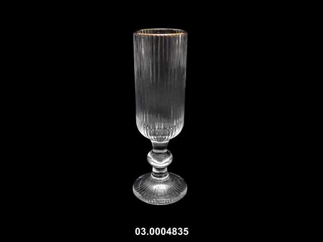 Copa de champán 150 ml "STRIPES" transparente/oro 6 × 18 cm · vidrio