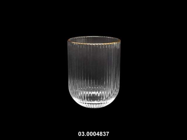 Vaso de agua 250 ml "STRIPES" transparente/oro 7 × 9 cm · vidrio